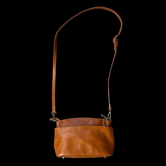 Italian Leather Purse Divina Firenze Carmel Brown Crossbody Shoulder Bag Italy - Picture 2 of 16